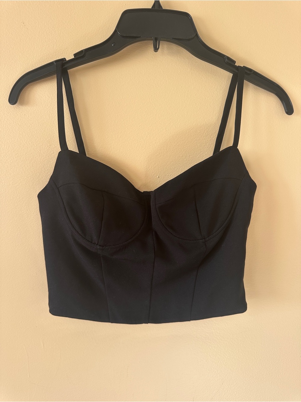 Zara Black Corset Bustier Top w/ Rhinestone Chain Back Detail | Size Small